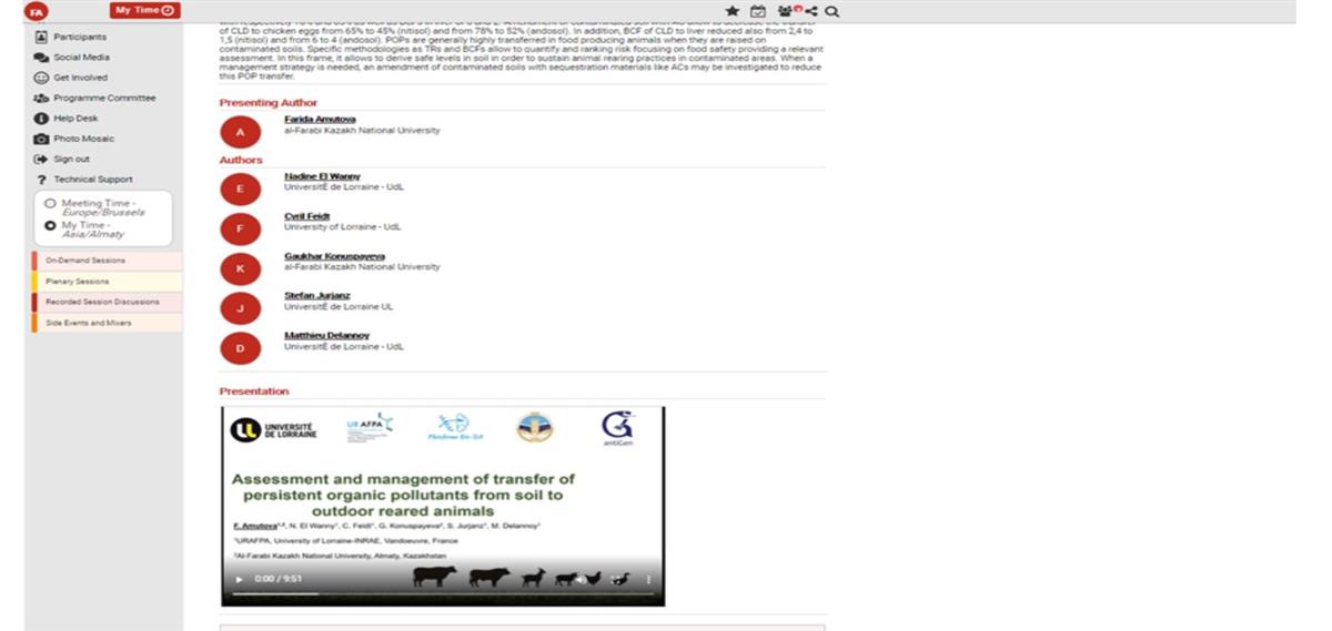 3 place for "Best oral report" at the international meeting of the society on environmental toxicology 