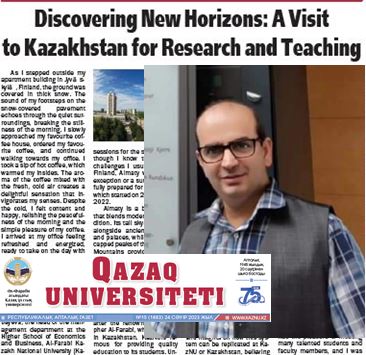 Article by Pr. Aijaz A. Sheikh in &quot;Qazaq University&quot; newspaper