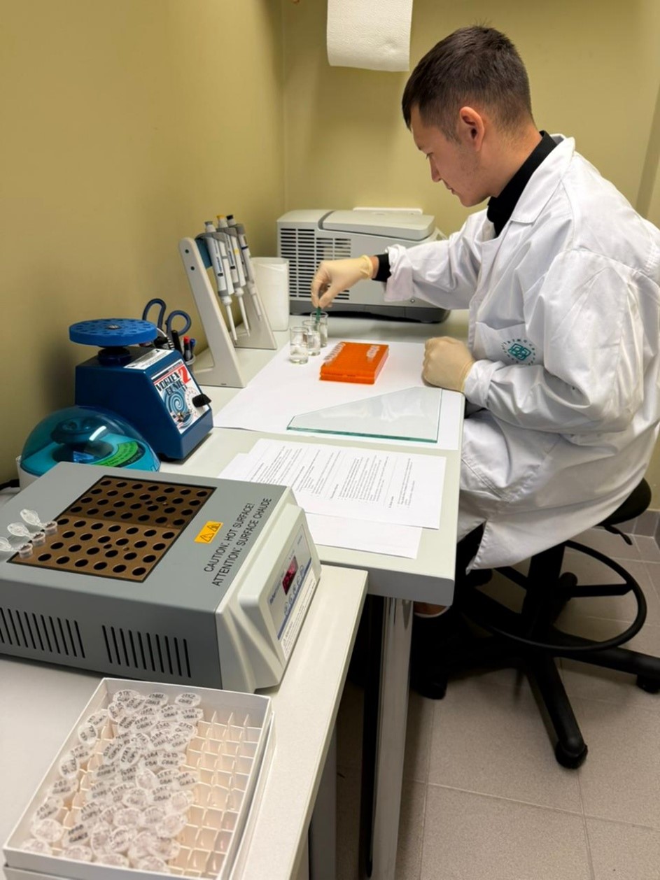 8D05112 – Экологиялық биоинженерия мамандығының 3-курс докторанты Балық шаруашылығы ғылыми-өндірістік орталығының ихтиология зертханасының ғылыми қызметкері Пангереев Берік Сырымбайұлы Вильнюс қаласы (Литва) «Табиғатты зерттеу орталығы» Мемлекеттік ғылыми-зерттеу институтында ғылыми тағылымдамадан өтуде